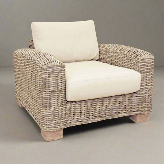 Kasami Indoor Modern Conservatory Lounging Armchair- Kubu Grey Rattan 