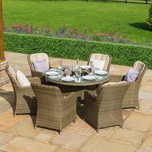 Load image into Gallery viewer, Winchester 6 Seat Round Rattan Ice Bucket Dining Set with Venice Chairs Lazy Susan
