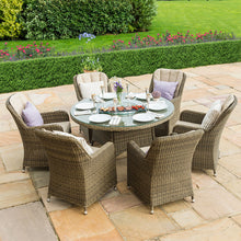 Load image into Gallery viewer, Winchester 6 Seat Round Rattan Ice Bucket Dining Set with Venice Chairs Lazy Susan
