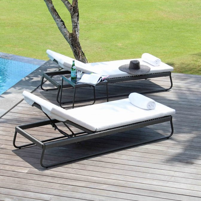 Skyline Design Kona Metal Outdoor Sunlounger with Rope weave detailing and Adjustable back