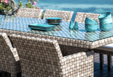 Load image into Gallery viewer, Skyline Design Metz Eight Seat Rectangular Sea Shell Rattan Garden Dining Set
