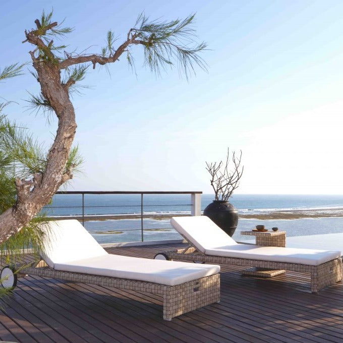 Skyline Design Miami Breeze Sea Shell Rattan Garden Sun Lounger Set With Adjustable Back