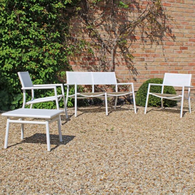 Maiori Design  NC Four Seat Aluminium Outdoor Sofa Set with Sling in Matt White