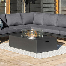 Load image into Gallery viewer, Oslo Grey Aluminium Corner Sofa Group with Rectangular Gas Fire Pit Table / Charcoal
