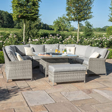 Load image into Gallery viewer, Oxford Grey Rattan Large Royal U Shape Modular Garden Sofa with LPG Fire Pit
