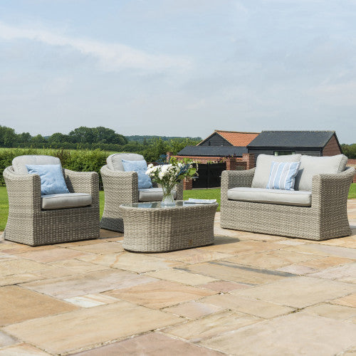 Oxford Grey Rattan Four Seat Garden Sofa Set- Two seat sofa and two armchairs 