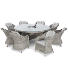 Load image into Gallery viewer, Oxford Grey Rattan Eight Seat Round Heritage Garden Dining Set with ice Bucket and Lazy Susan
