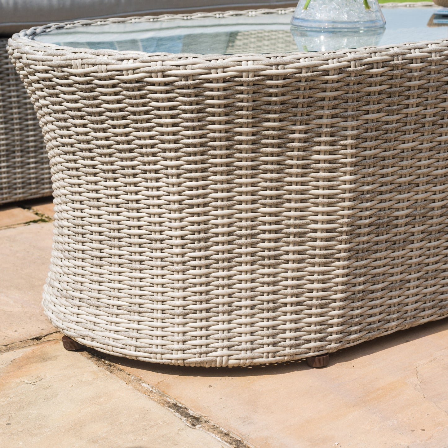 Oxford Grey Rattan Large L shape Corner Garden Sofa Set with Coffee Table