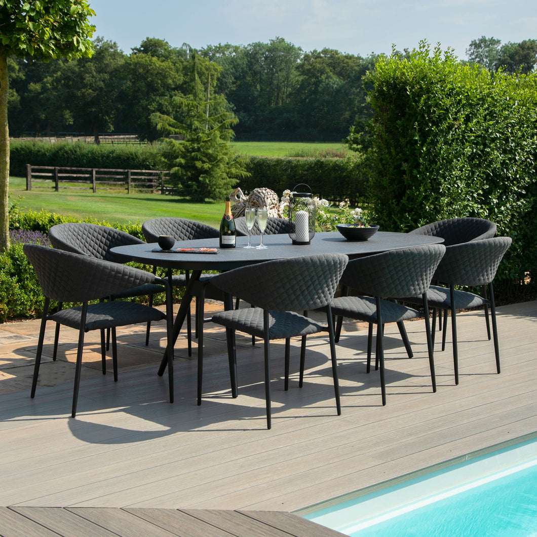 Pebble Charcoal All weather Eight Seat Oval Garden Dining Set