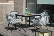 Load image into Gallery viewer, Skyline Design Serpent Four Seat Square Metal Outdoor Dining Set with Rope Weave Detailing
