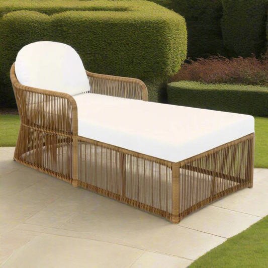 Skyline Design Natural Finish Calyxto Rattan Outdoor Chaise Lounger