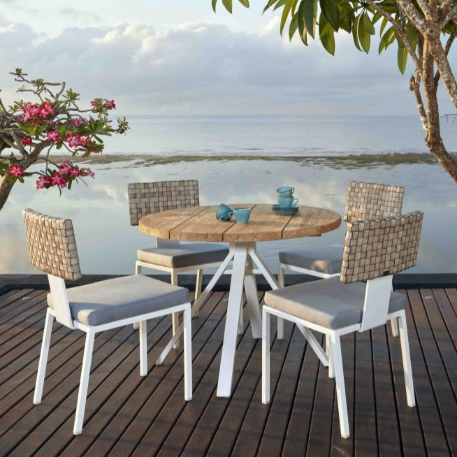 Skyline Design Windsor Four Seat Round Dining Set with Alaska Teak Table