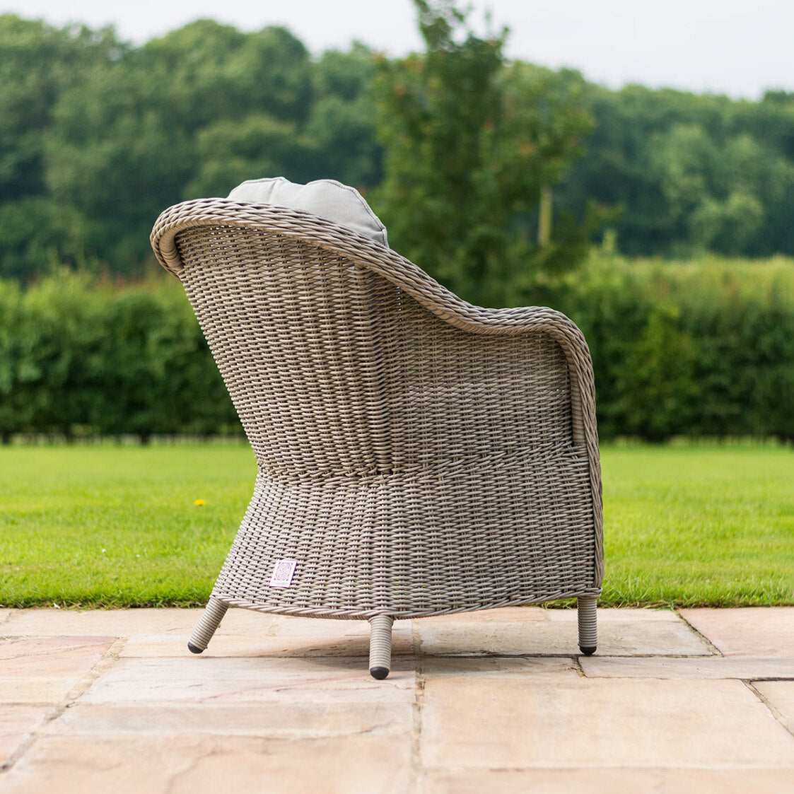 Oxford Grey Rattan Six Seat Round Heritage Garden Dining Set with Lazy Susan and Ice Bucket