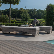 Load image into Gallery viewer, Oxford Grey Rattan Luxury Garden Sunlounger Set with Adjustable back rest and Side table

