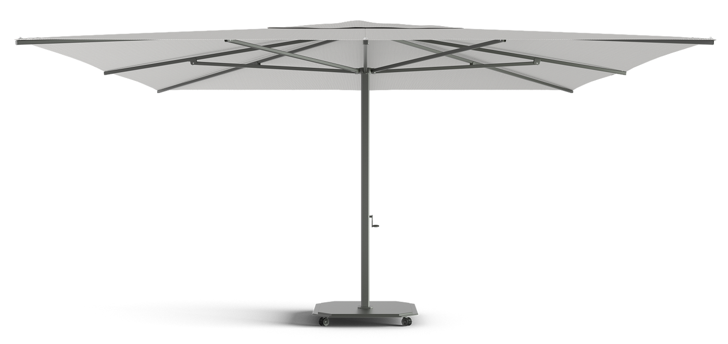 Carectere JCP-202 Commercial 5mx 5m Square Large Centre Pole Parasol with Wheeled 158kg Parasol Base