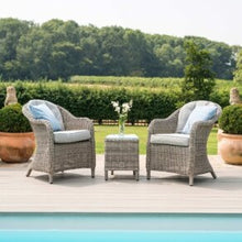 Load image into Gallery viewer, Oxford Grey Rattan Heritage Two seat Bistro Garden Lounging Set
