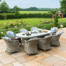 Load image into Gallery viewer, Oxford Grey Rattan Eight Seat Oval Heritage Garden Dining Set wIth Lazy susan / Ice bucket
