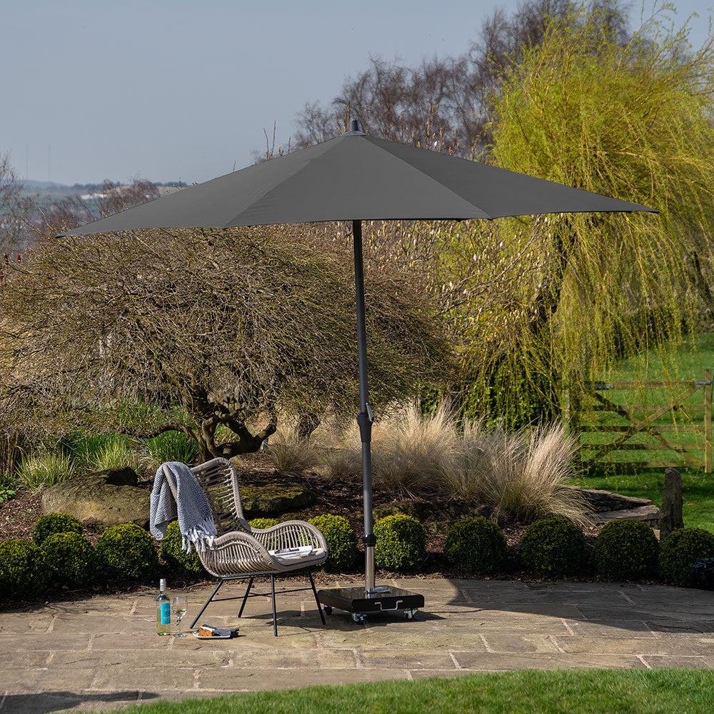 RIVA Grey Luna 3.5m Round Centre Pole Parasol