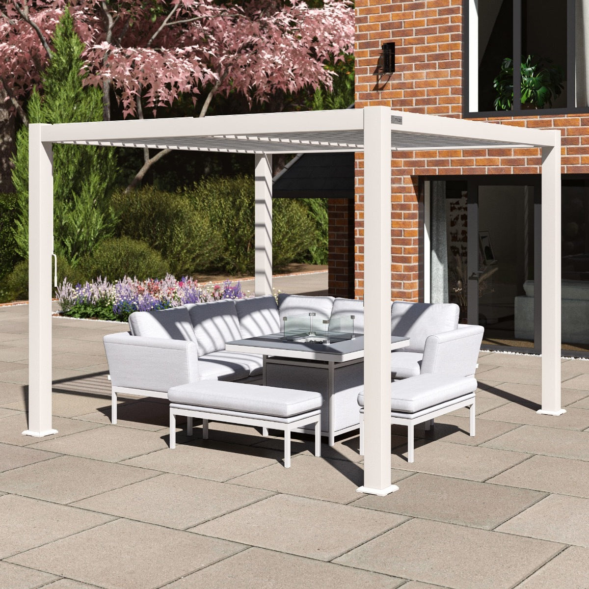 Aluminum Louvered roof Gazebo Pergola White Frame 3m x 3m