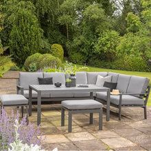 Load image into Gallery viewer, Titchwell Metal Garden Corner Sofa Set with Standard Table and Stools 
