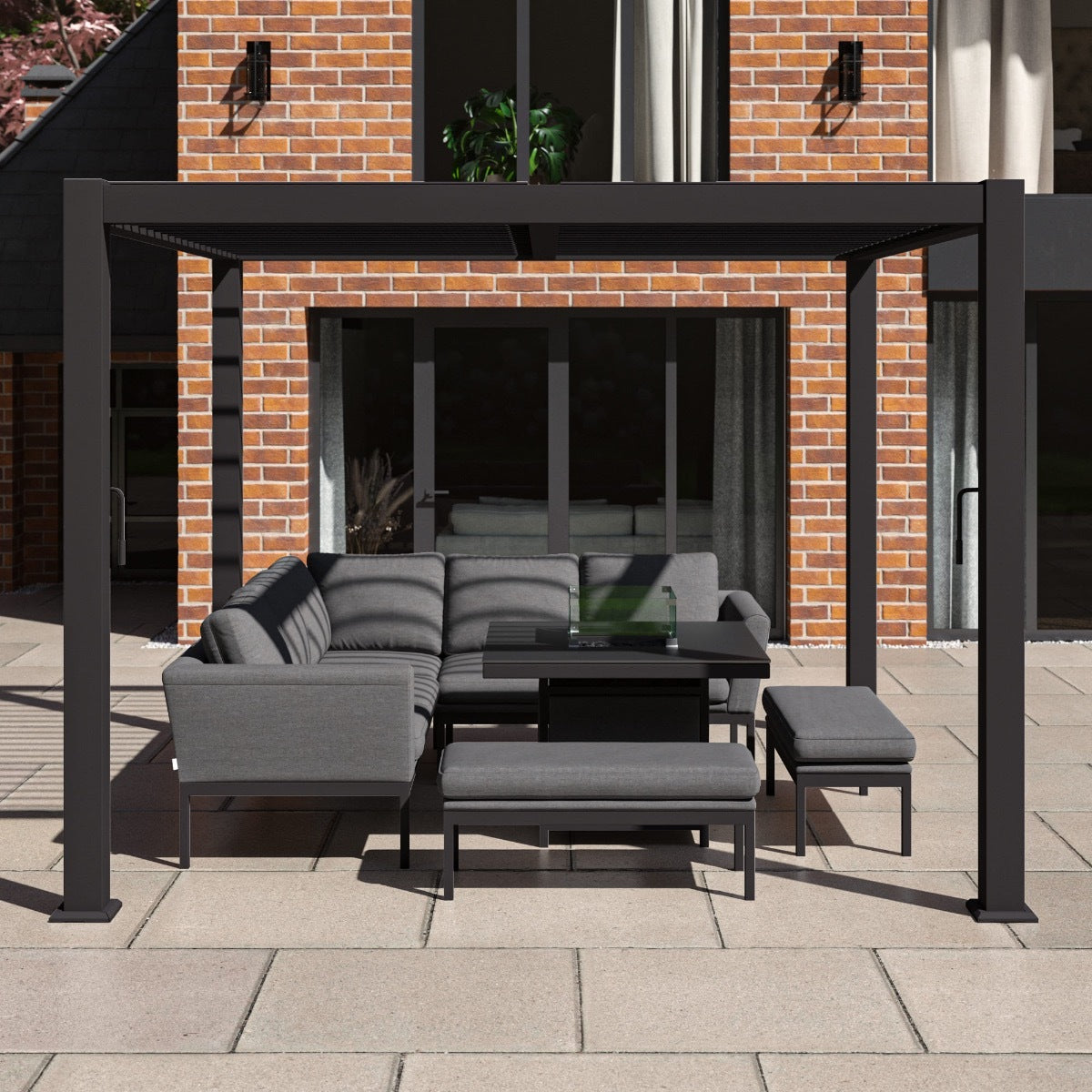 Aluminum Louvered roof Gazebo Pergola Grey Frame 3m x 3m