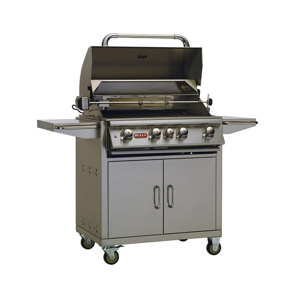 BULL ANGUS 5 Burner Propane Gas BBQ with Cart Free Rotisserie and Cover