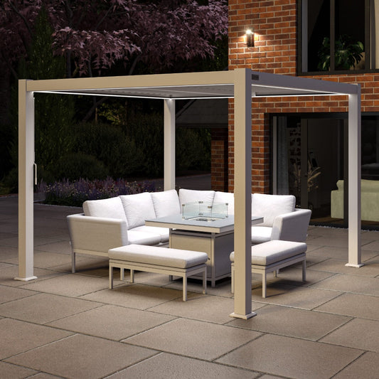 Aluminum Louvered roof Gazebo Pergola White Frame 3m x 3m