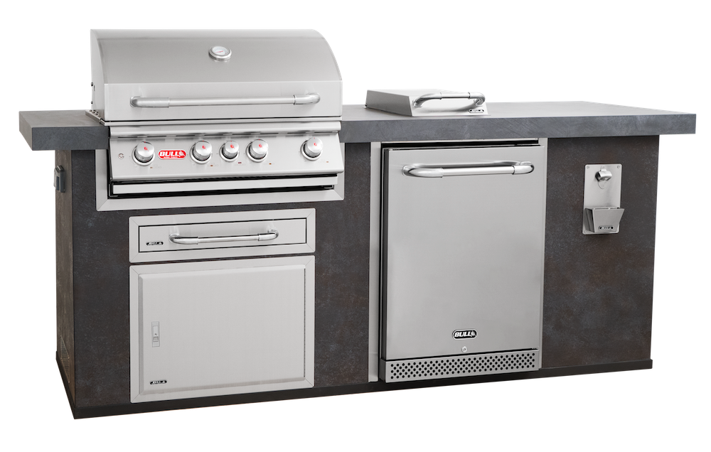 Bull ODK Prefabricated BBQ Outdoor Kitchen - Bull Angus Standard Solid Gres With SIde Burner 243cm x 79cm