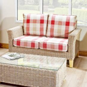 BISQUE CONSERVATORY INDOOR RATTAN TWO SEAT SOFA