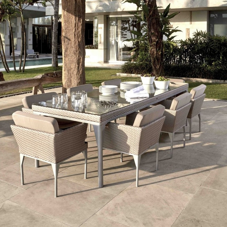 Skyline Design Brafta Silver Walnut Rattan Eight Seat Rectangular Garden Dining Set