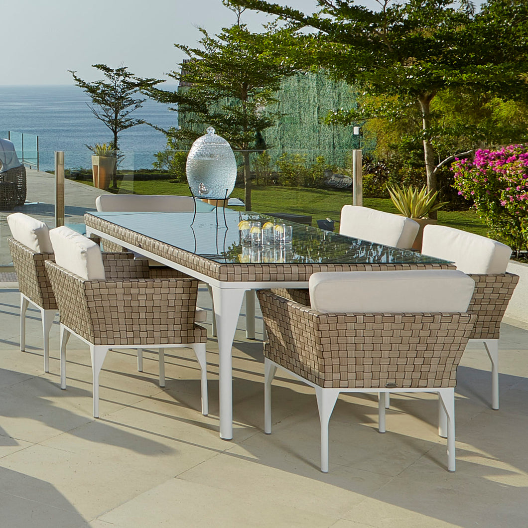 Skyline Design Brafta Sea Shell Rattan Six Seat Rectangular Garden Dining Set