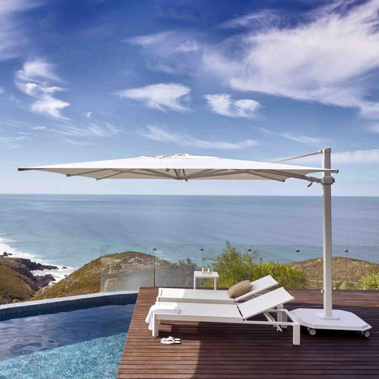 Carectere JCP-401 Square 3.7m x 3.7m Commercial Cantilever Parasol with Wheeled Parasol Base