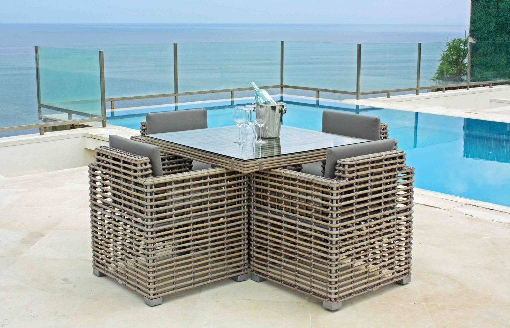 Castries Rattan Four Seat Square Garden Dining Set