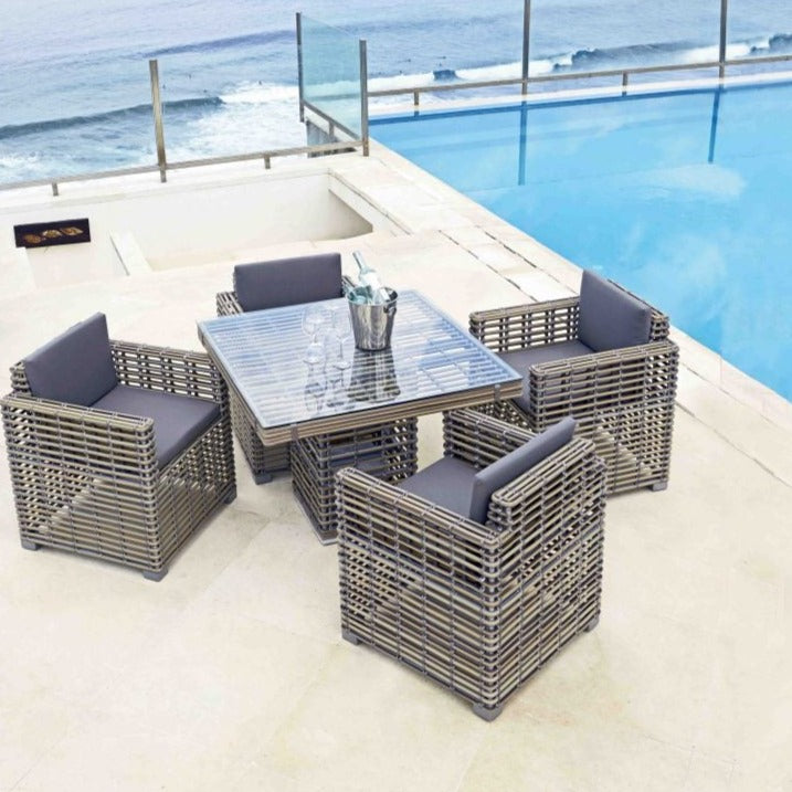 Castries Rattan Four Seat Square Garden Dining Set