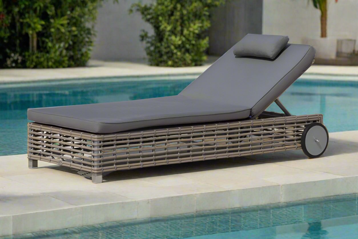 Skyline Design Castries Rattan Sunlounger with Wheels and Adjustable back