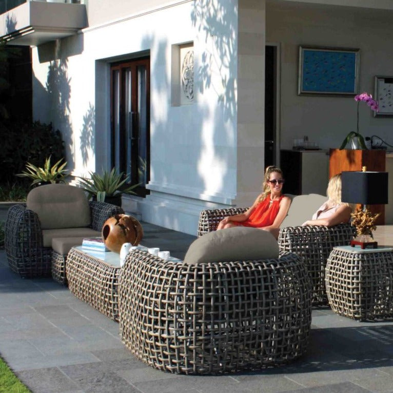 Skyline Design Dynasty Rattan Two Seat Garden Sofa Kubu Mushroom Weave