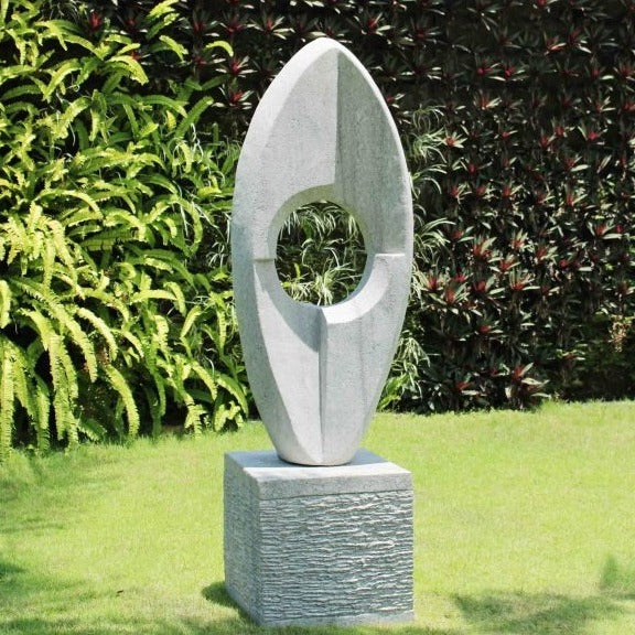 Eclipse stone Garden Statue sculpture with plinth