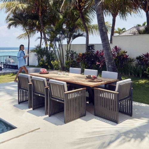 Skyline Design Horizon Eight Seat Rectangular Garden Dining Set with Teak Table