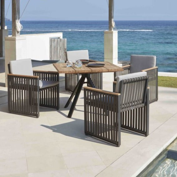 Skyline Design Horizon Four Seat Square Alaska Teak Dining Set