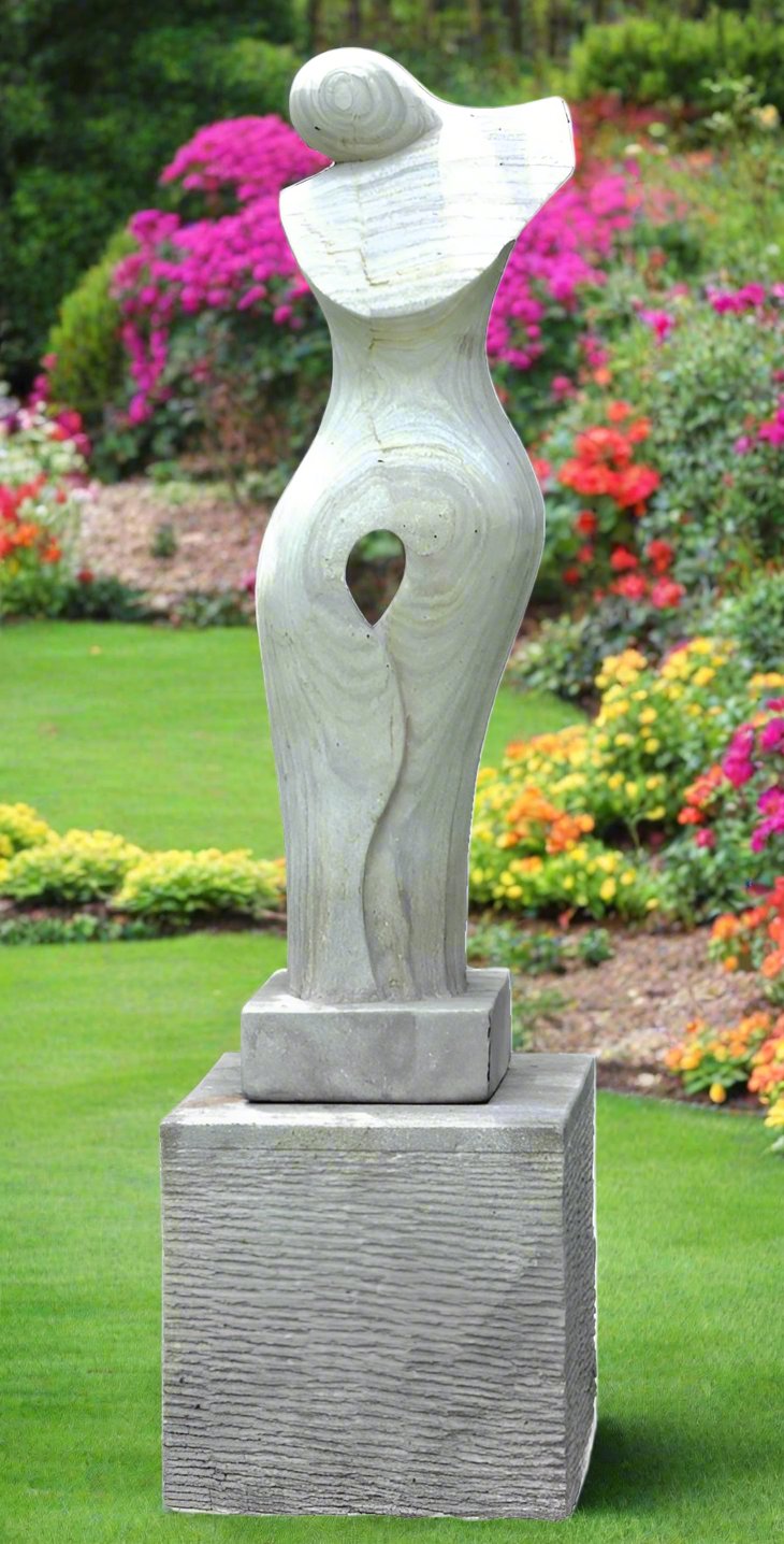 Hand Craved Sandstone Joanne Stone Sculpture With Plinth