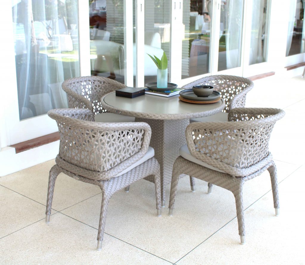 Skyline Design Journey Outdoor Silver Rattan Four Seat Round Dining Set With Tivoli Table