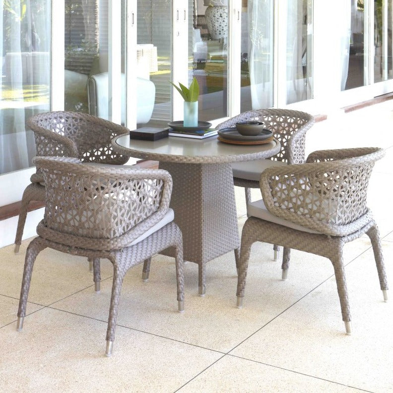 Skyline Design Journey Outdoor Silver Rattan Four Seat Round Dining Set With Tivoli Table