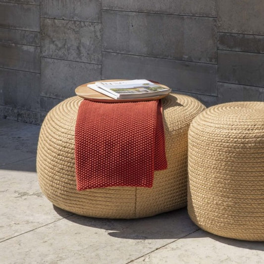 Skyline Design Jute Large Round Outdoor Pouf Stool