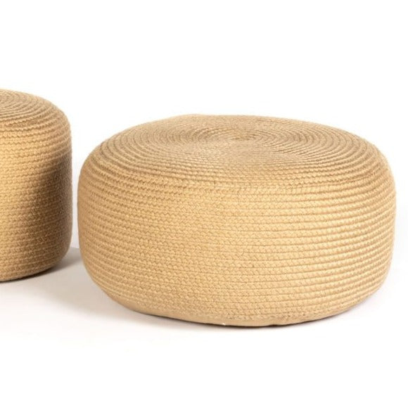 Skyline Design Jute Large Round Outdoor Pouf Stool