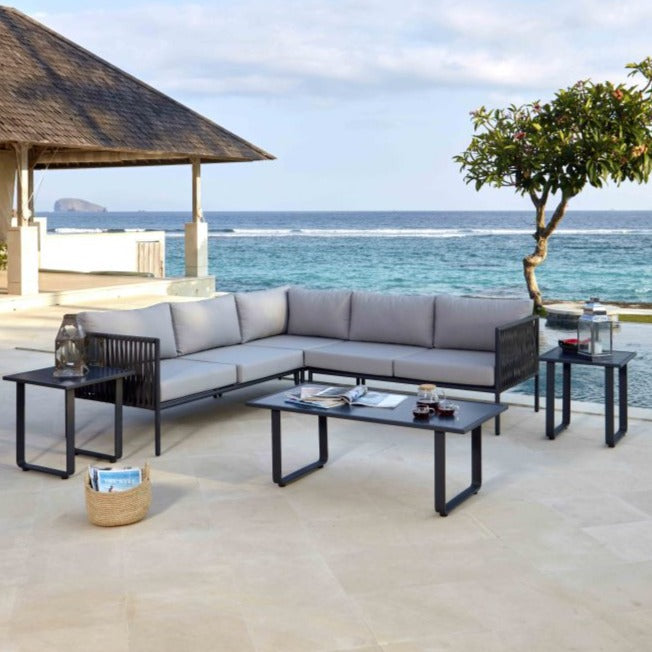 Skyline Design Kitt Metal Modular Outdoor Corner Garden Sofa Set With Rope Weave Detailing