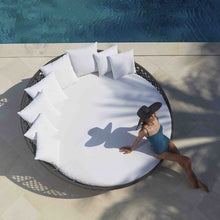 Load image into Gallery viewer, Skyline Design Kona Metal Outdoor Round Daybed with Open Rope Weave Detailing
