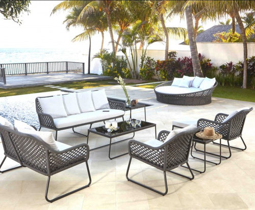 Skyline Design Kona Rope Weave Large Seven Seat Garden Sofa Set with Rope Weave Detailing 