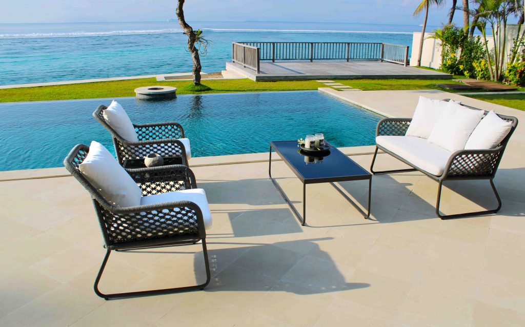 Skyline Design Kona Metal Outdoor 4 Seat Sofa Set with rope Weave detailing