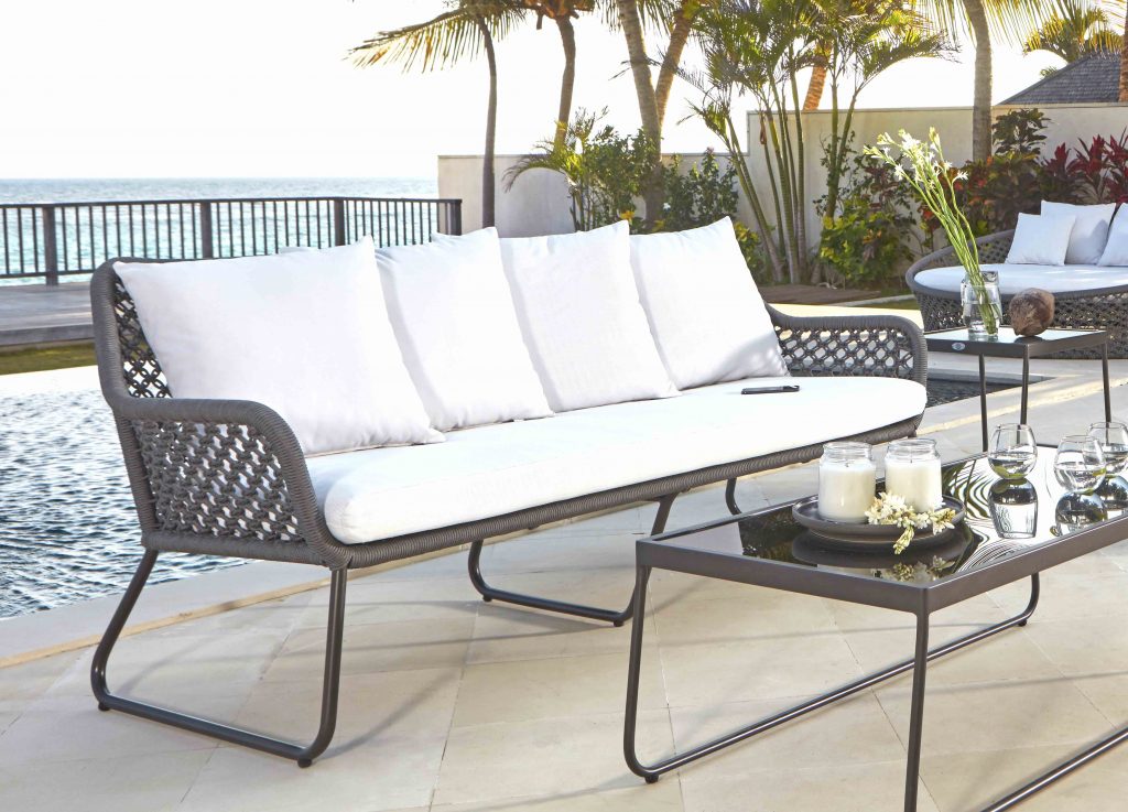 Skyline Design Kona Rope Weave Large Outdoor Garden Sofa Set with Rope Weave Detailing