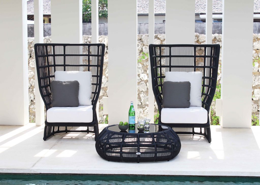 Skyline Design Black Rattan High Spa Lounging Chair